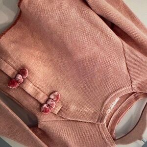 Waffle texture long sleeve button blouse